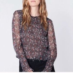 Veronica Beard Black Floral Blouse